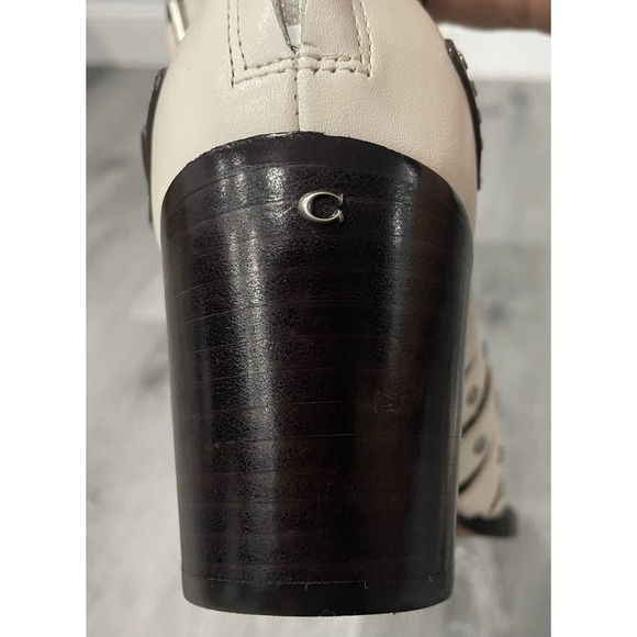 Authentic Coach Phoebe Studded Buckle Bootie In Cream Chalk Womens Size 8.5 - Picture 8 of 12